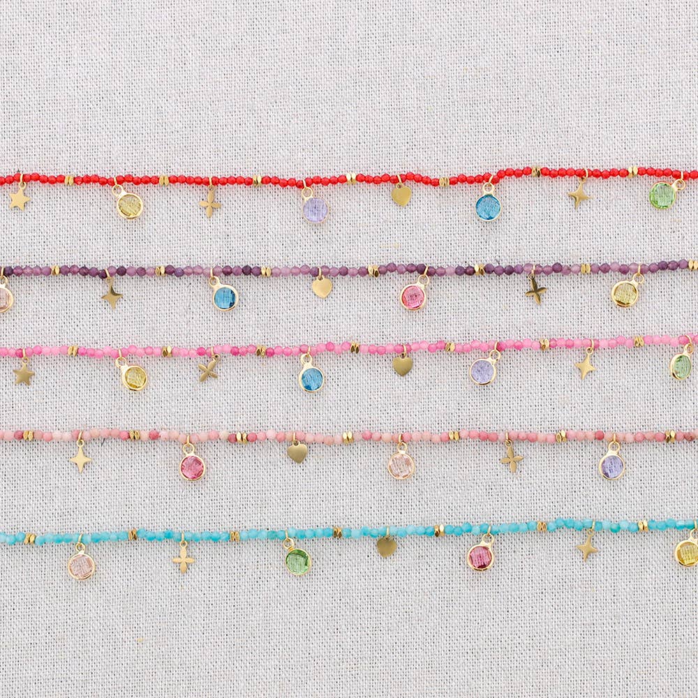 Gargantilla Acero Piedras Colgantes